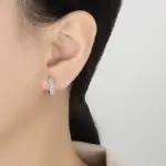 PERFANY-pendientes de aro de moissanita para mujer, S925 plata pura, Diamante de laboratorio, joyería de fiesta de boda, moda 2