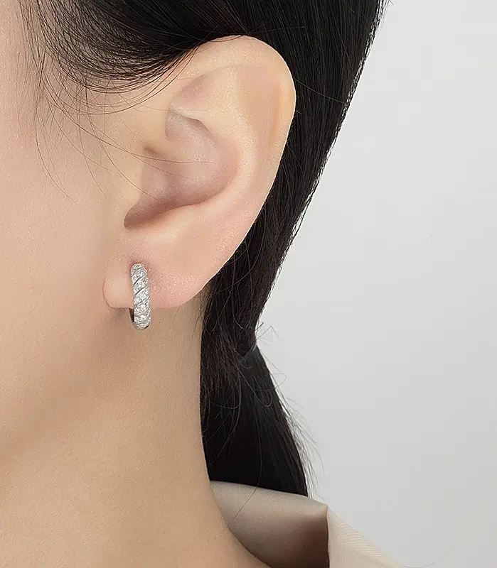 PERFANY-pendientes de aro de moissanita para mujer, S925 plata pura, Diamante de laboratorio, joyería de fiesta de boda, moda 2