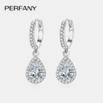 pendientes de moissanita con corte de pera para mujer, 1CT, plata pura S925, diamantes cultivados en laboratorio, joyería de boda elegante 1