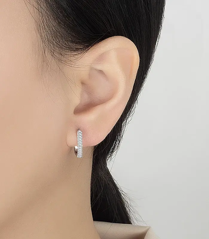 0.42CT todos los pendientes de aro de moissanita para mujer 100% plata pura pendientes cuadrados de diamantes de laboratorio joyería de boda de moda 2