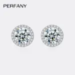 pendientes redondos de moissanita para mujer, aretes chapados en plata maciza S925, oro blanco de 18 quilates, diamantes, joyería de lujo para boda 4 pendientes redondos de moissanita para mujer, aretes chapados en plata maciza S925, oro blanco de 18 quilates, diamantes, joyería de lujo para boda 4
