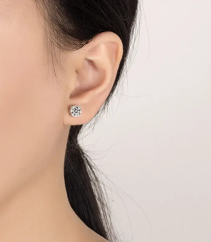 Pendientes de moissanita de 0,2-3 quilates para mujer, pendientes clásicos de plata pura S925 con diamantes de cuatro garras, joyería de boda de alta gama 2