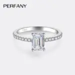 Anillo de moissanita de corte radiante/esmeralda de 1/2CT para mujer, plata pura S925, diamante de laboratorio GRA, joyería de boda nupcial 1