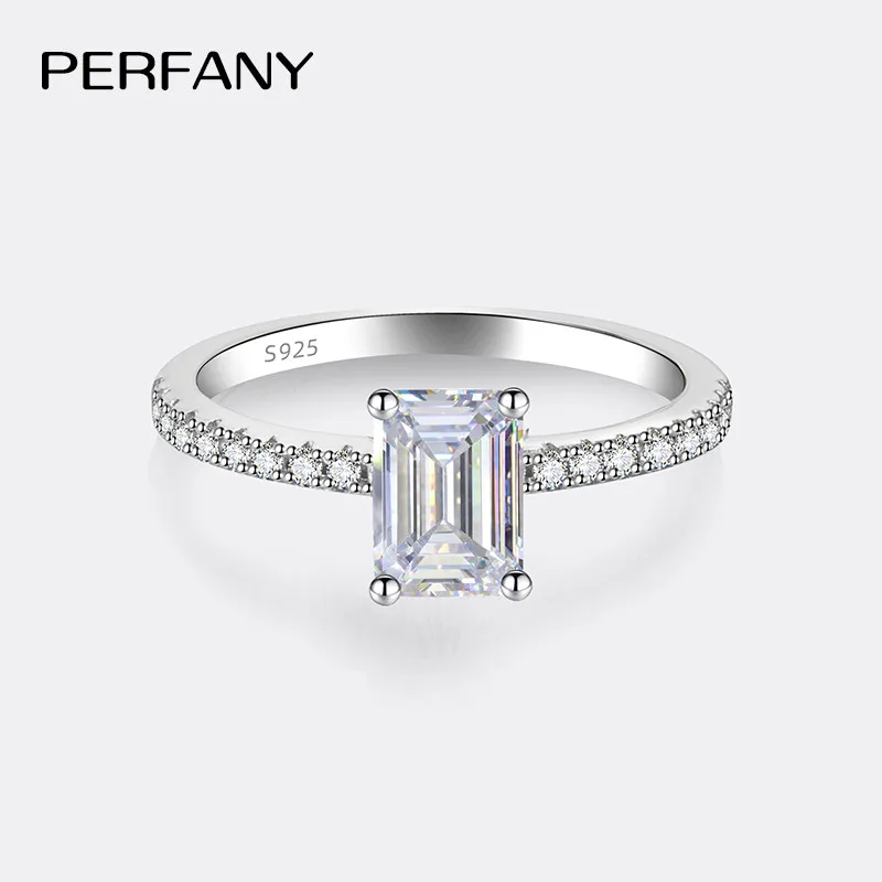 Anillo de moissanita de corte radiante/esmeralda de 1/2CT para mujer, plata pura S925, diamante de laboratorio GRA, joyería de boda nupcial 1 Anillo de moissanita de corte radiante/esmeralda de 1/2CT para mujer, plata pura S925, diamante de laboratorio GRA, joyería de boda nupcial 1