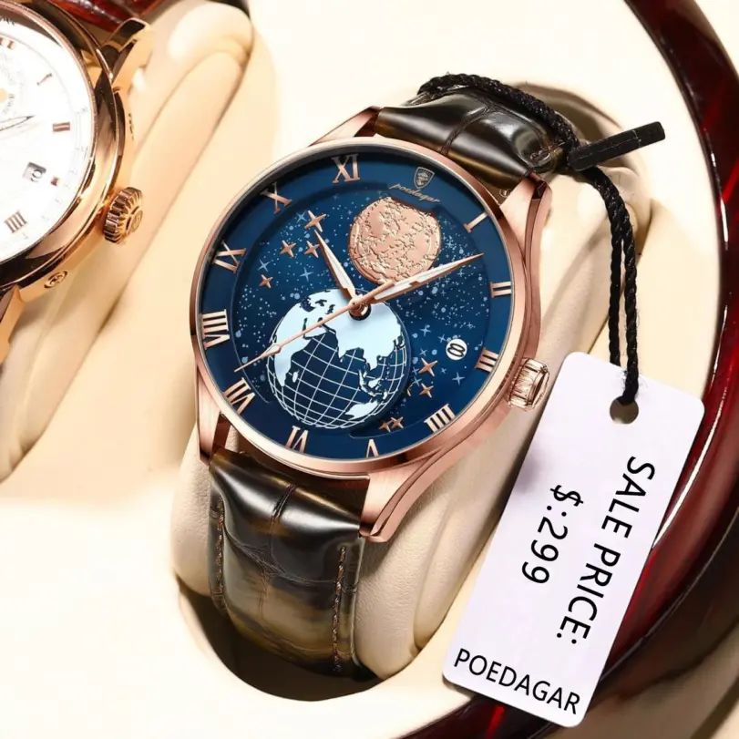 Reloj de pulsera de cuarzo y cuero para hombre, cronógrafo deportivo informal, resistente al agua, con fecha luminosa, marca superior de lujo, nuevo 1 Reloj de pulsera de cuarzo y cuero para hombre, cronógrafo deportivo informal, resistente al agua, con fecha luminosa, marca superior de lujo, nuevo 1