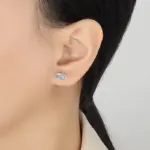 pendientes de tuerca de moissanita con corte de Esmeralda radiante para mujer, joyería de boda de moda con diamantes de laboratorio de corazón de plata pura S925 2