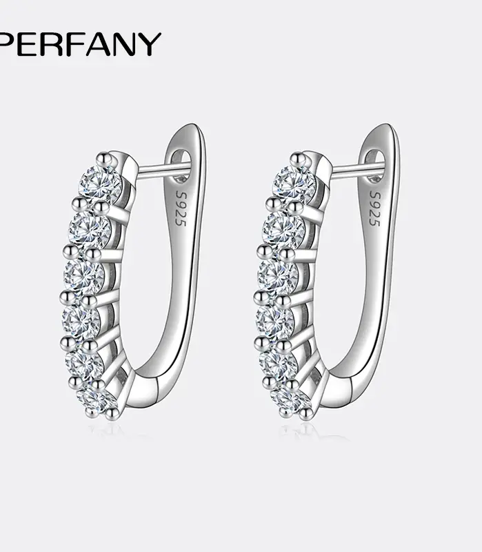 pendientes de moissanita de 1,2 quilates para mujer, plata pura S925, diamantes certificados GRA, hebillas de oreja de fila recta, joyería de moda 1