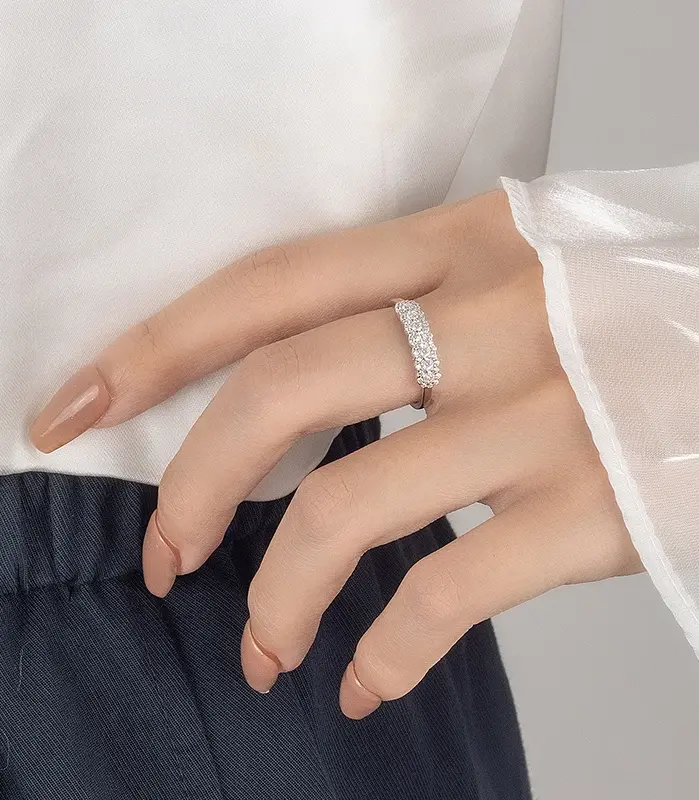 Anillos de boda de moissanita de 0,37 quilates para mujer, anillo eterno con diseño de flor de plata pura S925, joyería de lujo para boda 2