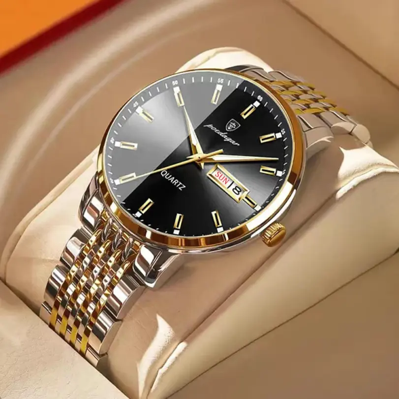 Reloj de pulsera de cuarzo deportivo para hombre, cronógrafo de lujo, de acero inoxidable, luminoso, resistente al agua 1 Reloj de pulsera de cuarzo deportivo para hombre, cronógrafo de lujo, de acero inoxidable, luminoso, resistente al agua 1