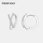 pendientes de aro de moissanita para mujer, 0,28 CT, plata pura S925, diseño cruzado, diamante de laboratorio, joyería de moda, regalo de fiesta 4