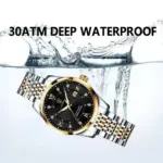 relojes de lujo de cuarzo para mujer, reloj de pulsera resistente al agua con fecha luminosa, inoxidable, regalo para novia 2