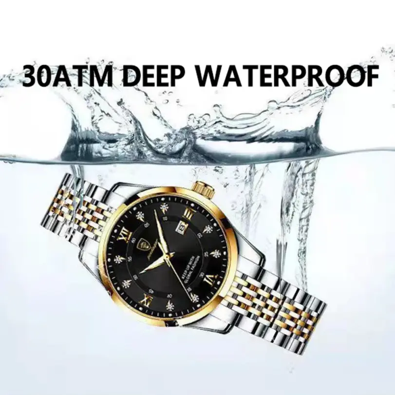 relojes de lujo de cuarzo para mujer, reloj de pulsera resistente al agua con fecha luminosa, inoxidable, regalo para novia 2