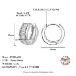 pendientes de aro de moissanita con corte esmeralda para mujer, 100% de plata pura, rectangulares, con diamantes de laboratorio, joyería de lujo para boda 3 pendientes de aro de moissanita con corte esmeralda para mujer, 100% de plata pura, rectangulares, con diamantes de laboratorio, joyería de lujo para boda 3
