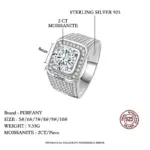 Anillo de moissanita 2/5CT para hombre, conjunto de plata pura S925 con diamantes brillantes, anillo de compromiso, joyería de boda de lujo 3