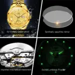 reloj mecánico automático de diamante Real para hombre, marca superior suiza, espejo de cristal de zafiro de lujo, calendario resistente al agua luminoso 6