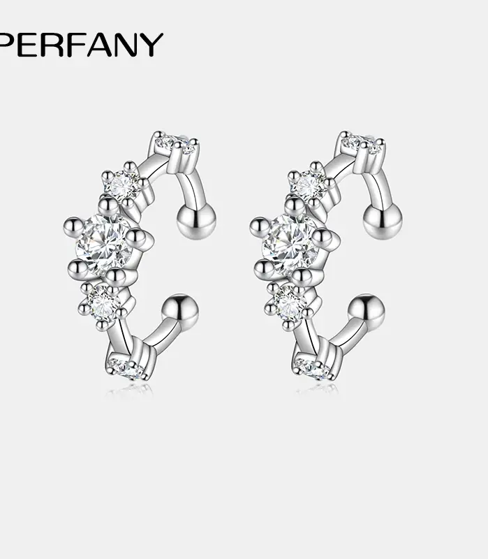 0.64CT todos los pendientes de Clip de moissanita para mujer 100% plata pura diseño minimalista diamante de laboratorio joyería de fiesta de Hip Hop 1