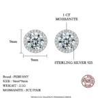 pendientes redondos de moissanita para mujer, aretes chapados en plata maciza S925, oro blanco de 18 quilates, diamantes, joyería de lujo para boda 3 pendientes redondos de moissanita para mujer, aretes chapados en plata maciza S925, oro blanco de 18 quilates, diamantes, joyería de lujo para boda 3