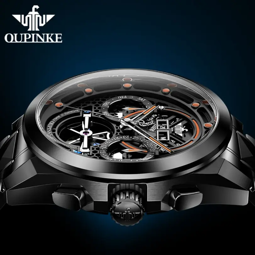 reloj automático para hombre, movimiento mecánico, relojes de pulsera de marca de lujo, esqueleto, calendario de cuerda automática, semana luminosa 3249 4