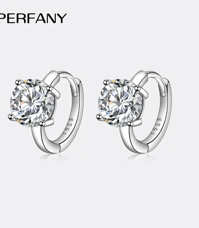 Pendientes de moissanita de 1 quilate para mujer, pendientes simples de cuatro garras de plata pura S925 con diamantes de imitación, joyería de boda de moda 1