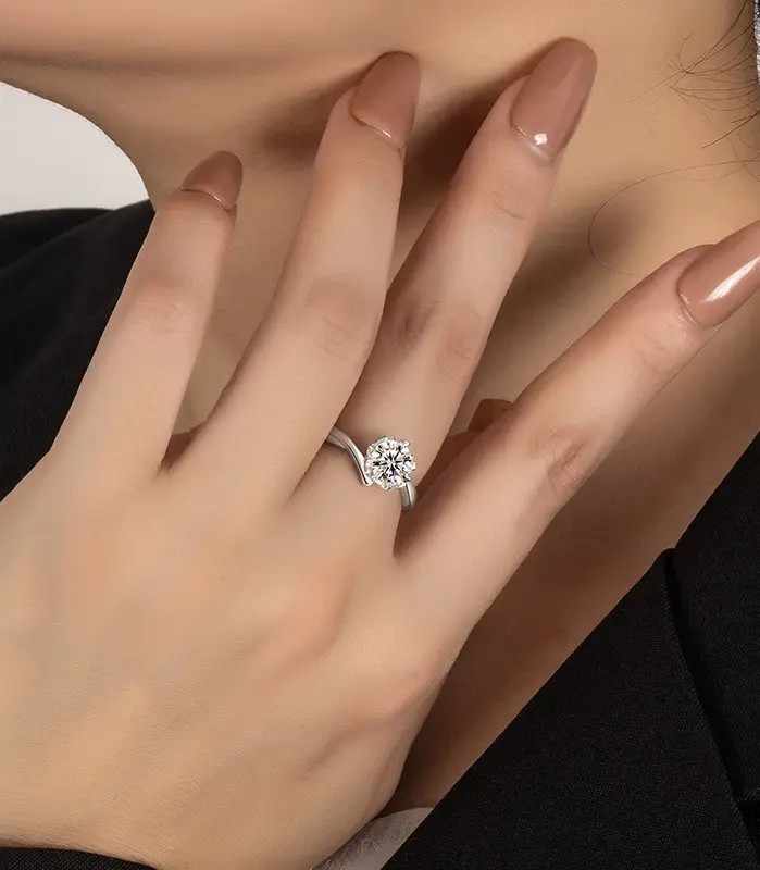 Anillo de moissanita de 0,3-2CT para mujer, plata pura S925, copo de nieve, anillo de boda de diamante de laboratorio, joyería de boda de lujo 2