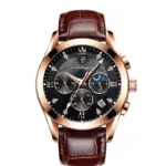 nuevos relojes de moda para hombres de cuero negro resistente al agua parte superior luminosa marca de lujo reloj de pulsera de cuarzo reloj militar 5