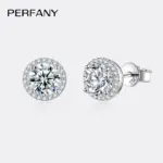 pendientes redondos de moissanita para mujer, aretes chapados en plata maciza S925, oro blanco de 18 quilates, diamantes, joyería de lujo para boda 1 pendientes redondos de moissanita para mujer, aretes chapados en plata maciza S925, oro blanco de 18 quilates, diamantes, joyería de lujo para boda 1