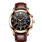 Reloj de pulsera para hombre, de cuero, luminoso, resistente al agua, de lujo, de cuarzo, nuevo, 2021 6