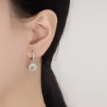 Pendientes de moissanita de 1 quilate para mujer, pendientes redondos de plata pura S925 con certificado GRA, joyería de boda de moda 2