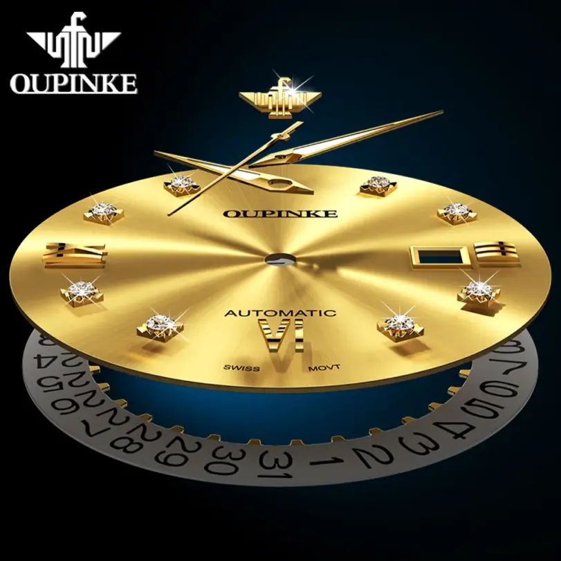 reloj mecánico automático de marca de lujo para hombre, relojes de pulsera impermeables de acero inoxidable con movimiento suizo de diamante Real de 5bar 3