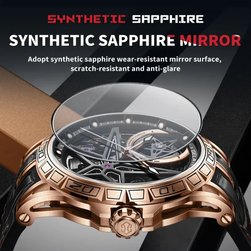 nuevos relojes para hombre, mecánico automático, resistente al agua, Esfera Grande, zafiro, esqueleto luminoso, reloj de pulsera para hombre, Montre Homme 4