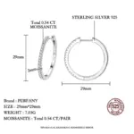 pendientes de aro de moissanita para mujer, 0,54 CT, plata pura S925, diamante brillante de laboratorio, regalo de joyería de boda de lujo 3
