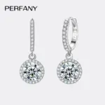 Pendientes de moissanita de 1 quilate para mujer, pendientes redondos de plata pura S925 con certificado GRA, joyería de boda de moda 4