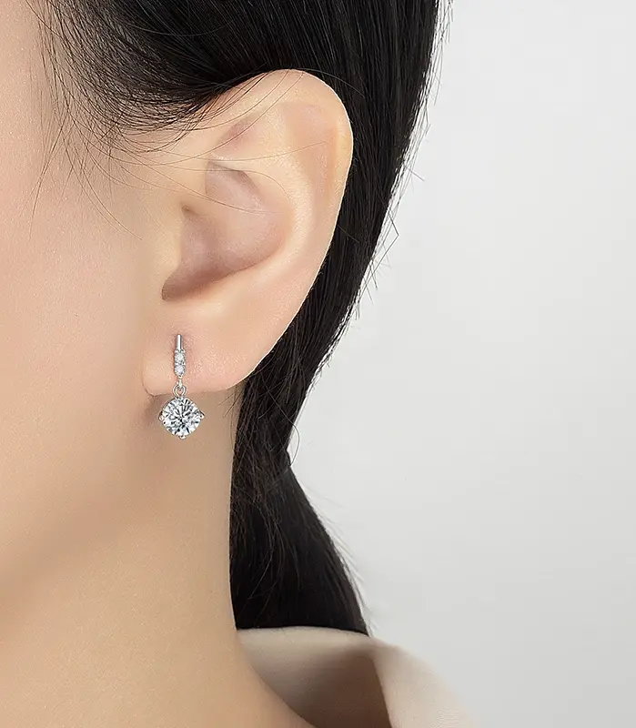 0,5/1CT pendiente de gota de moissanita para mujer S925 plata pura cuatro garras laboratorio diamante moda joyería de boda de lujo 2