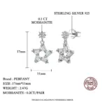 pendientes de gota de moissanita para mujer, 0,2 quilates, plata pura S925, diseño de estrella, diamante de laboratorio, regalo de fiesta, joyería 3
