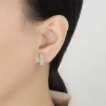 pendientes de aro de moissanita para mujer, 100% de plata pura, doble fila de diamantes brillantes, elegante regalo de joyería de moda, 0,72 quilates 2