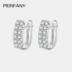 pendientes de aro de moissanita para mujer, 100% de plata pura, doble fila de diamantes brillantes, elegante regalo de joyería de moda, 0,72 quilates 1