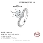 Anillo de moissanita de 0,5-2CT para mujer, diseño de corona de plata pura S925, Diamante de laboratorio, joyería de lujo para boda 3