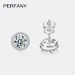 pendientes redondos de moissanita para mujer, aretes chapados en plata maciza S925, oro blanco de 18 quilates, diamantes, joyería de lujo para boda 2 pendientes redondos de moissanita para mujer, aretes chapados en plata maciza S925, oro blanco de 18 quilates, diamantes, joyería de lujo para boda 2