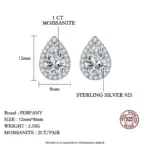 Pendientes de moissanita de 1CT para mujer, pendientes de plata pura S925 con corte de gotas de agua, pendientes de diamantes de laboratorio, joyería de lujo 3