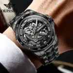 Reloj de pulsera de acero de tungsteno para hombre, cronógrafo de marca de lujo, resistente al agua, automático, mecánico, luminoso, hueco, negro 6 Reloj de pulsera de acero de tungsteno para hombre, cronógrafo de marca de lujo, resistente al agua, automático, mecánico, luminoso, hueco, negro 6