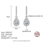 pendientes de moissanita con corte de pera para mujer, 1CT, plata pura S925, diamantes cultivados en laboratorio, joyería de boda elegante 3