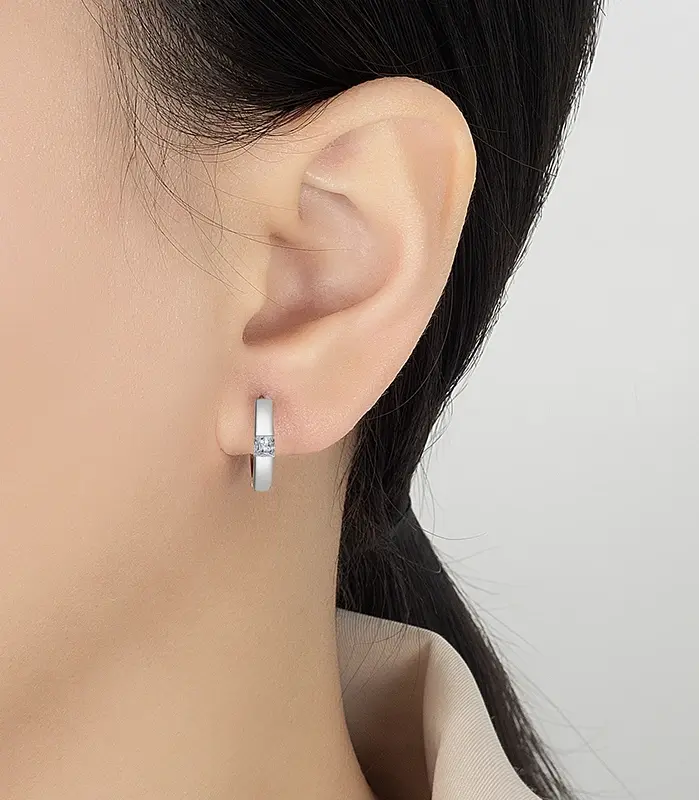 0.3CT pendientes de aro de moissanita de corte princesa para mujer 100% plata pura cuadrado diamante de laboratorio joyería de boda de moda 2