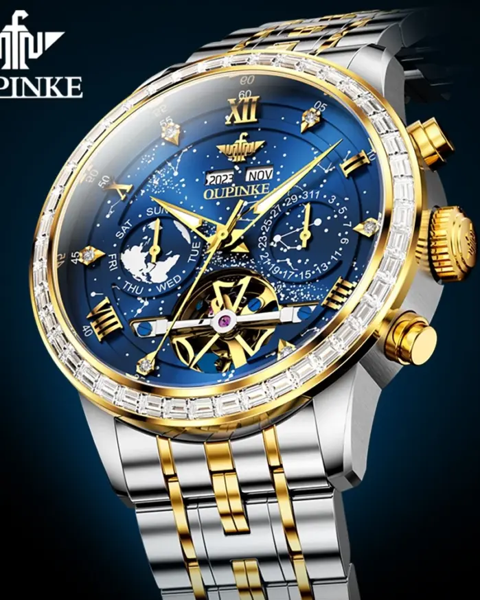 Reloj de pulsera para hombre, accesorio Masculino con mecanismo automático de Tourbillon, cristal de zafiro, calendario perpetuo, marca de lujo 2