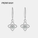 0.08CT Moissanite trébol gota pendiente mujeres S925 plata pura laboratorio cultivar diamante joyería de boda de moda ﻿ 4