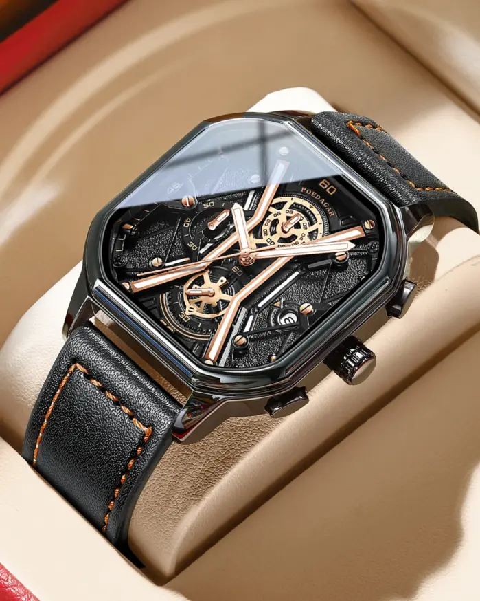 Reloj de pulsera de lujo para hombre, cronógrafo resistente al agua de alta calidad, relojes luminosos con fecha para hombre, reloj de cuarzo de cuero para hombre, militar 1