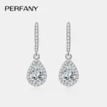 pendientes de moissanita con corte de pera para mujer, 1CT, plata pura S925, diamantes cultivados en laboratorio, joyería de boda elegante 5