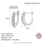 pendientes de moissanita de 1,2 quilates para mujer, plata pura S925, diamantes certificados GRA, hebillas de oreja de fila recta, joyería de moda 3 pendientes de moissanita de 1,2 quilates para mujer, plata pura S925, diamantes certificados GRA, hebillas de oreja de fila recta, joyería de moda 3