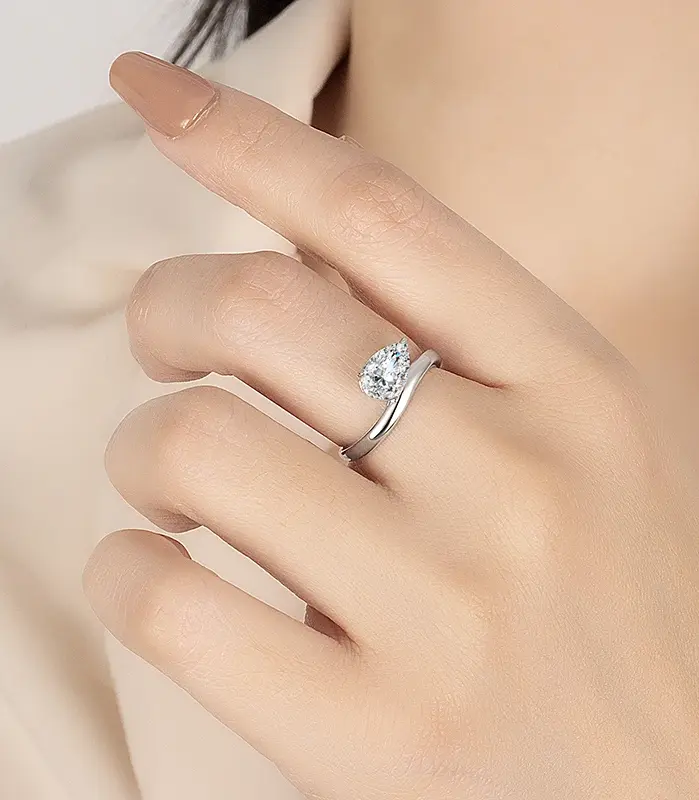 Anillo de moissanita con corte de pera para mujer, 1,5 CT, plata pura S925, gota de agua, diamante de laboratorio, regalo de joyería de boda 2
