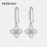 0.08CT Moissanite trébol gota pendiente mujeres S925 plata pura laboratorio cultivar diamante joyería de boda de moda ﻿ 1
