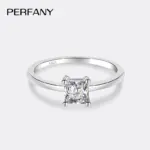 Anillo de moissanita de corte cuadrado de 0,6 quilates para mujer, joyería de boda de moda Simple con diamantes de imitación de plata pura S925 1